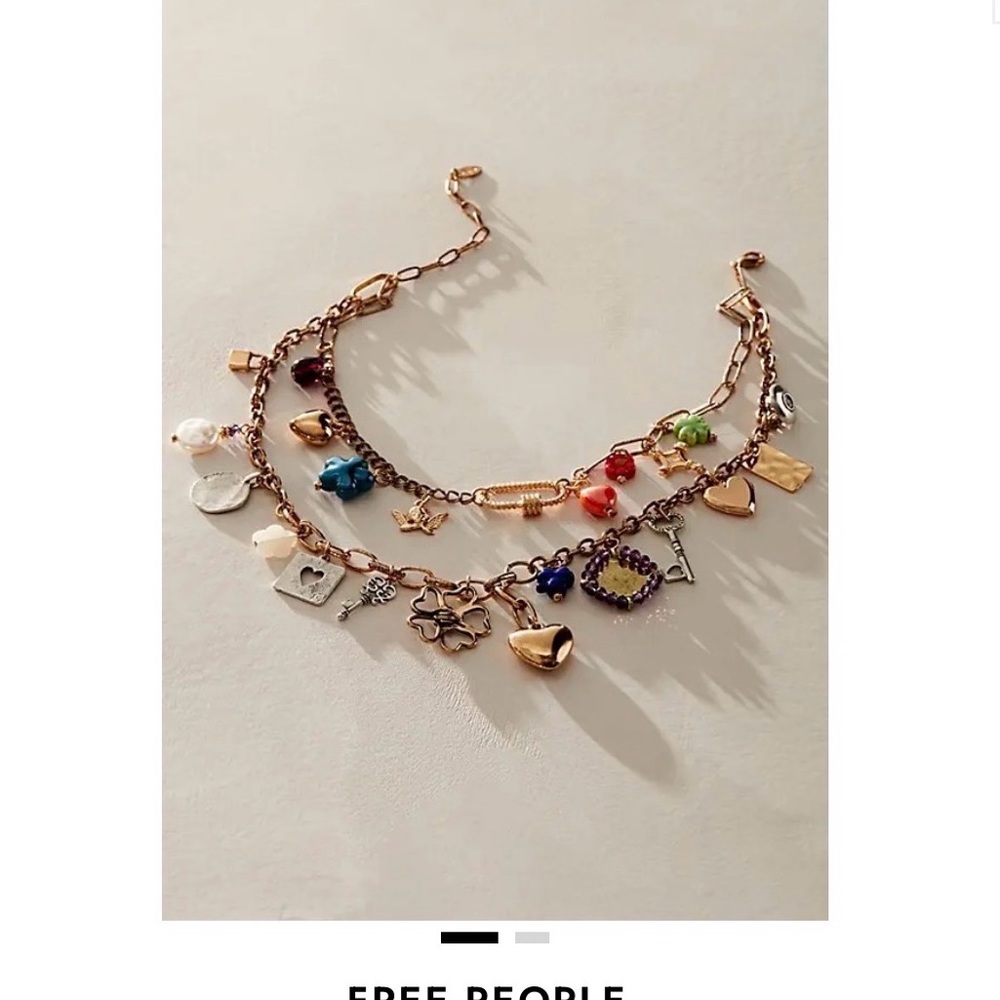 Free People Maxamillion Charm Necklace PURPLE